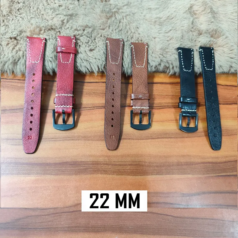 22mm Brown Premium Quality Pure Leather Watch Strap